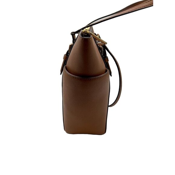 MICHAEL KORS Charlotte Large MK Signature Leather Top-Zip Tote Brown - Picture 10 of 13